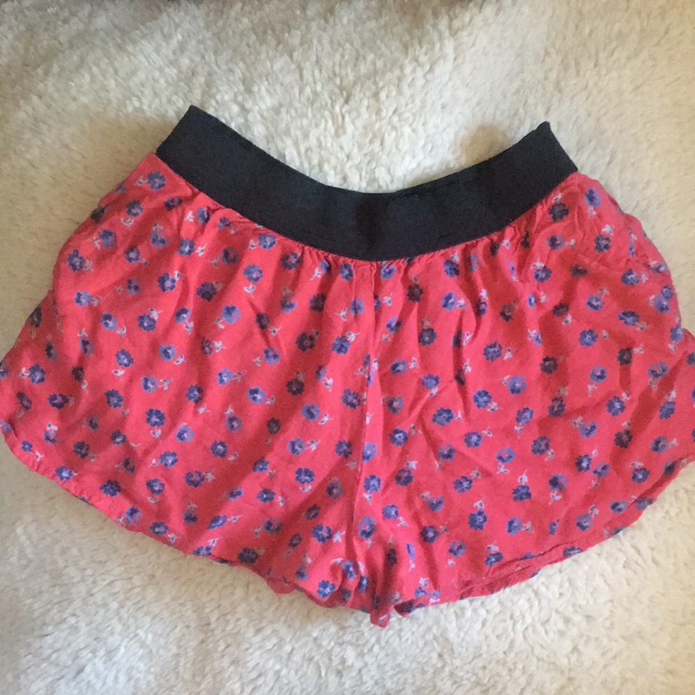 Urban Outfitters red floral stretchy shorts